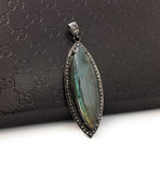 Labradorite Pendant, Gemstone Pendant, Diamond Pendant, Silver Pendant, Pave Diamond Pendant, Oxidized Silver Pendant, Gifts for Her