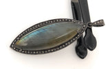 Labradorite Pendant, Gemstone Pendant, Diamond Pendant, Silver Pendant, Pave Diamond Pendant, Oxidized Silver Pendant, Gifts for Her