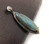 Labradorite Pendant, Gemstone Pendant, Diamond Pendant, Silver Pendant, Pave Diamond Pendant, Oxidized Silver Pendant, Gifts for Her