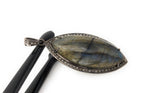 Labradorite Pendant, Gemstone Pendant, Diamond Pendant, Silver Pendant, Pave Diamond Pendant, Oxidized Silver Pendant, Gifts for Her