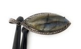 Labradorite Pendant, Gemstone Pendant, Diamond Pendant, Silver Pendant, Pave Diamond Pendant, Oxidized Silver Pendant, Gifts for Her