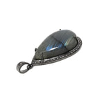 Labradorite Pendant, Gemstone Pendant, Diamond Pendant, Silver Pendant, Pave Diamond Pendant, Oxidized Silver Pendant, Gifts for Her