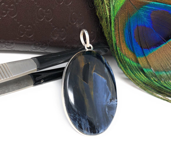 Natural Sterling Silver Pietersite Pendant, Genuine Gemstone Pendant, Tiger's Eye Jewelry, Wholesale Pendant for DIY Jewelry Making