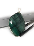 Emerald Sterling Silver Pendant, Natural Gemstone Pendant, Emerald Pendant, May Birthstone Jewelry, Wholesale DIY Jewelry Making