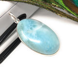 Natural Larimar Pendant, Sterling Silver Gemstone Jewelry, Wholesale DIY Pendants Jewelry Supplies, Gifts for Her, 47.65x22.25mm