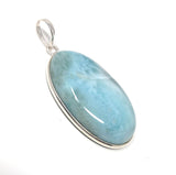 Natural Larimar Pendant, Sterling Silver Gemstone Jewelry, Wholesale DIY Pendants Jewelry Supplies, Gifts for Her, 47.65x22.25mm