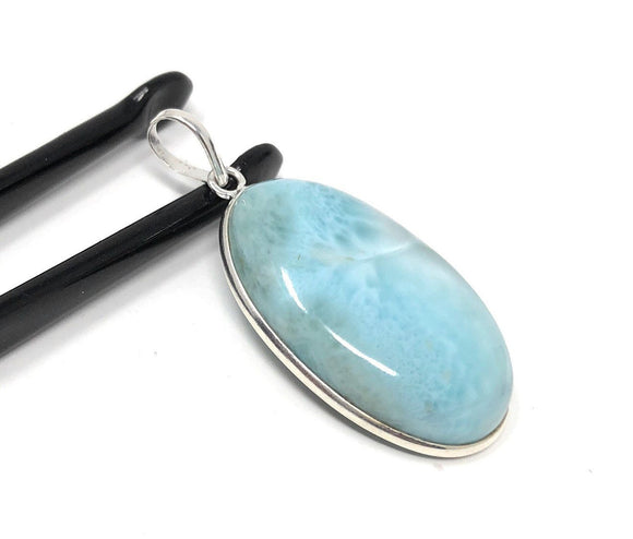 Natural Larimar Pendant, Sterling Silver Gemstone Jewelry, Wholesale DIY Pendants Jewelry Supplies, Gifts for Her, 47.65x22.25mm