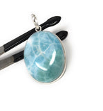 Larimar Pendant, Natural Gemstone Jewelry, Sterling Silver Pendant, Wholesale DIY Jewelry Making Supplies, Gifts for Her, 44.45x27mm