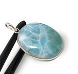 Larimar Pendant, Natural Gemstone Jewelry, Sterling Silver Pendant, Wholesale DIY Jewelry Making Supplies, Gifts for Her, 44.45x27mm