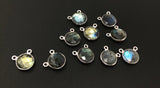 6 Pcs Labradorite Gemstone Connector, Sterling Silver Double Bail Connector Charms , 14x12mm