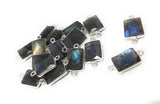 4 Pcs Labradorite Gemstone Connector, Sterling Silver Connectors, Wholesale Jewelry Findings for Jewelry Making, 19.5x9.5mm