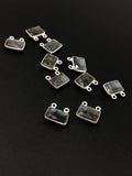 10Pcs Labradorite Gemstone Connector Charms, Sterling Silver Connectors, DIY Jewelry Making Supplies, 12.5x13.5mm