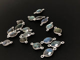 10 Pcs Labradorite Gemstone Sterling Silver Connectors, Labradorite Links Bulk Wholesale Jewelry Findings for Jewelry Making 18.5x9.5mm