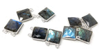 Labradorite Gemstone Connector, Sterling Silver Connectors, Wholesale Jewelry Findings for Jewelry Making, Jewelry Supplies, 17.5x13.5mm