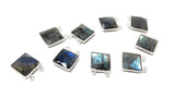 Labradorite Gemstone Connector, Sterling Silver Connectors, Wholesale Jewelry Findings for Jewelry Making, Jewelry Supplies, 17.5x13.5mm