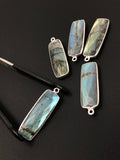 Labradorite Gemstone Charms, Sterling Silver Briolette Bar Charms , Wholesale Jewelry Findings, Jewelry Making, Jewelry Supplies, 31.75x10mm