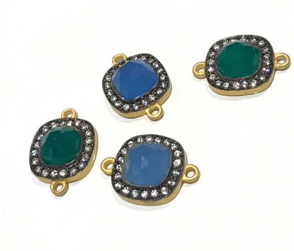 Gemstone Connectors, Chalcedony, Green Onyx , Jewelry Findings for DIY Jewelry Making, Wholesale Bulk Jewelry Supplies, 1 Pc