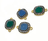 Gemstone Connectors, Chalcedony, Green Onyx , Jewelry Findings for DIY Jewelry Making, Wholesale Bulk Jewelry Supplies, 1 Pc