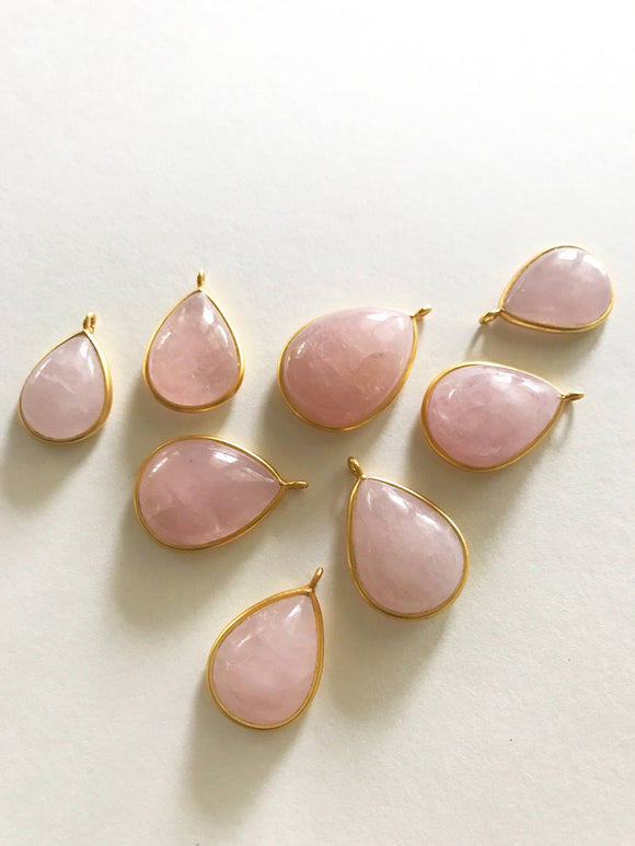 Gemstone Charms, Sterling Silver Charms, Morganite Charms, Gold Charms, Bracelet Charms, Jewelry Supplies, Jewelry Making, Bulk Charms, 1 Pc