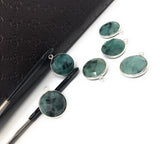 5Pcs Emerald Gemstone Charms, Sterling Silver Bracelet Charms for DIY Jewelry Making, May Birthstone , 19.5x16mm