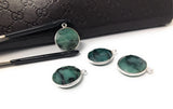 5Pcs Emerald Gemstone Charms, Sterling Silver Bracelet Charms for DIY Jewelry Making, May Birthstone , 19.5x16mm