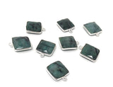 7 Pcs Emerald Gemstone Charms, Sterling Silver Charms for DIY Jewelry Making, May Birthstone Bracelet Charms, 17.5x14mm
