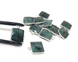 7 Pcs Emerald Gemstone Charms, Sterling Silver Charms for DIY Jewelry Making, May Birthstone Bracelet Charms, 17.5x14mm
