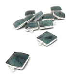 7 Pcs Emerald Gemstone Charms, Sterling Silver Charms for DIY Jewelry Making, May Birthstone Bracelet Charms, 17.5x14mm