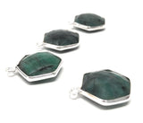 4Pcs /5Pcs Emerald Gemstone Charms, Sterling Silver Charms, May Birthstone DIY Jewelry Making Supplies, 20x15.25mm