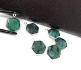 4Pcs /5Pcs Emerald Gemstone Charms, Sterling Silver Charms, May Birthstone DIY Jewelry Making Supplies, 20x15.25mm