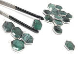 4Pcs /5Pcs Emerald Gemstone Charms, Sterling Silver Charms, May Birthstone DIY Jewelry Making Supplies, 20x15.25mm