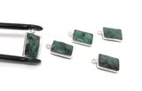 9 Pcs Emerald Gemstone Charms, Sterling Silver Charms for DIY Jewelry Making, May Birthstone, 17.5X10mm