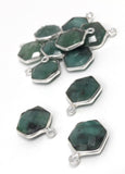 10 Pcs/11Pcs Emerald Gemstone Charms, Sterling Silver Charms for DIY Jewelry Making, May Birthstone Charms, 16.5X12mm