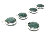 4 Pcs Emerald Gemstone Charms, Sterling Silver Briolette Charms, Jewelry Supplies for Jewelry Making, Bulk Wholesale Charms, 15X12mm