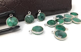 4 Pcs Emerald Gemstone Charms, Sterling Silver Briolette Charms, Jewelry Supplies for Jewelry Making, Bulk Wholesale Charms, 15X12mm