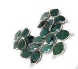 7 Pcs Emerald Gemstone Charms, DIY Sterling Silver Charms for Jewelry Making, May Birthstone Charms, 17X11mm