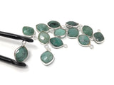 Emerald Gemstone Charms, Sterling Silver Charms for DIY Jewelry Making, Bulk Jewelry Supplies, May Birthstone Charms, 5 Pcs Lot 15.5X10mm
