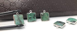 5Pcs Emerald Gemstone Charms, Sterling Silver Charms for Jewelry Making, May Birthstone Charms, 17.5X14mm