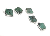5Pcs Emerald Gemstone Charms, Sterling Silver Charms for Jewelry Making, May Birthstone Charms, 17.5X14mm