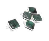 Emerald Charms, Gemstone Charms, Sterling Silver Charms, Jewelry Making, Jewelry Supplies, Add a Charm, Bracelet Charms, 14X11mm, 1 Pc
