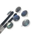 6 Pcs Labradorite Gemstone Charms, Sterling Silver Briolette Charms for Jewelry Making, DIY Jewelry Supplies, 19.5mmx16mm