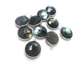 6 Pcs Labradorite Gemstone Charms, Sterling Silver Briolette Charms for Jewelry Making, DIY Jewelry Supplies, 19.5mmx16mm