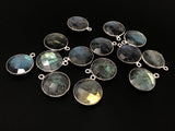 6 Pcs Labradorite Gemstone Charms, Sterling Silver Briolette Charms for Jewelry Making, DIY Jewelry Supplies, 19.5mmx16mm