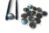 Labradorite Gemstone Charms, Sterling Silver Charms, DIY Jewelry Making Supplies, 15.5mmx12mm, 5Pcs