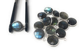 Labradorite Gemstone Charms, Sterling Silver Charms, DIY Jewelry Making Supplies, 15.5mmx12mm, 5Pcs