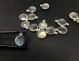 Labradorite Gemstone Charms, Sterling Silver Charms, DIY Jewelry Making Supplies, 15.5mmx12mm, 5Pcs