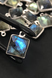 8Pcs / 10 Pcs Labradorite Gemstone Charms, Sterling Silver Briolette Charms , Wholesale Jewelry Supplies, 14.5mm x 11mm