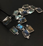 7 Pcs Labradorite Gemstone Charms, Sterling Silver Briolette Charms , Wholesale Jewelry Findings, Jewelry Making, Jewelry Supplies, 17x10mm