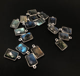 4 Pcs Labradorite Gemstone Charms, Sterling Silver Briolette Charms , Wholesale Jewelry Findings, Jewelry Making, Jewelry Supplies, 16x9mm