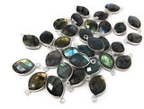 Wholesale Labradorite Gemstone Charms, Sterling Silver Charms, Jewelry Findings, Jewelry Making, Jewelry Supplies, 3 Pcs/4 Pcs, 15.5x9.5mm